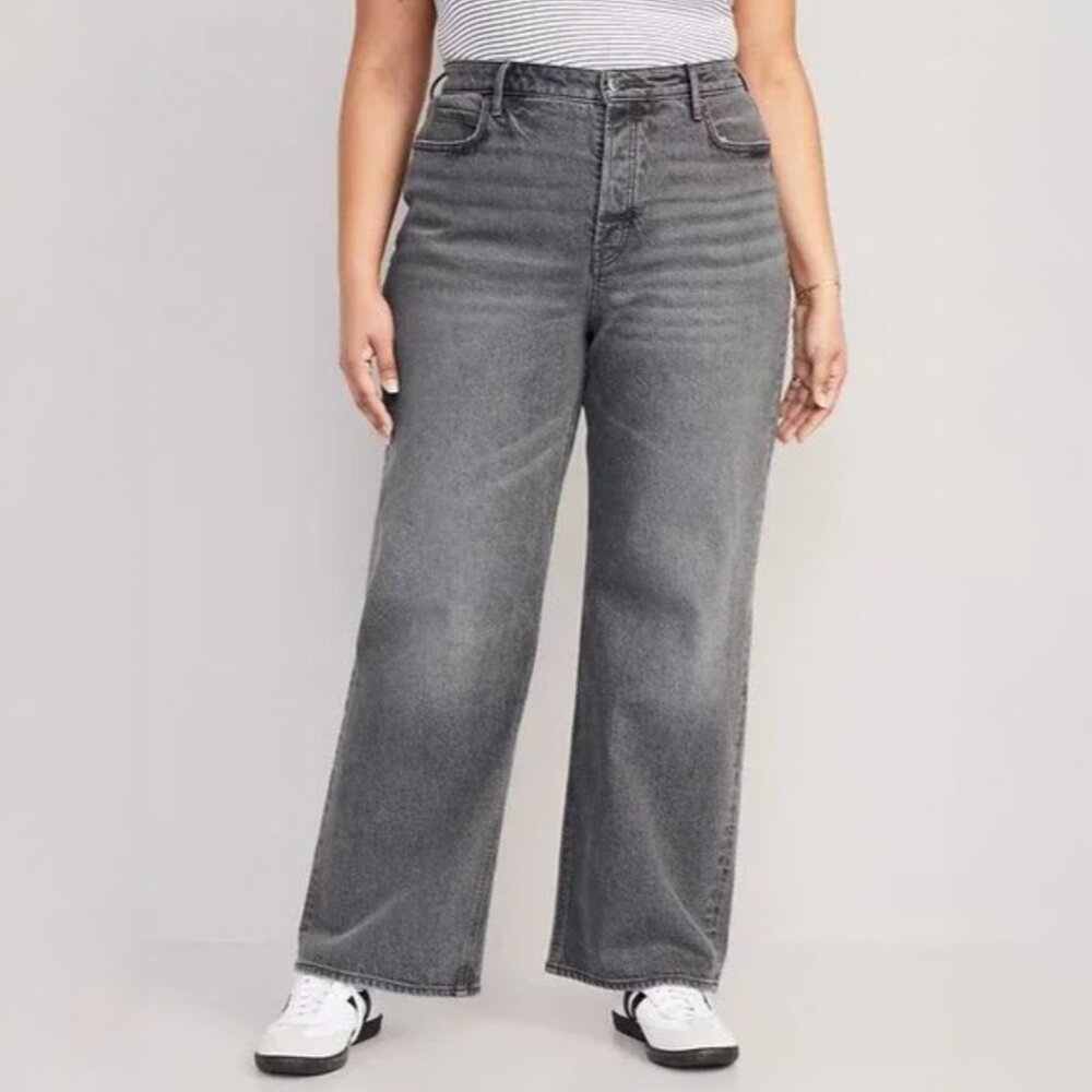 Old Navy Extra High-Rise Sky-Hi Wide Leg Button Fly Jeans - NWT! - Picture 3 of 7